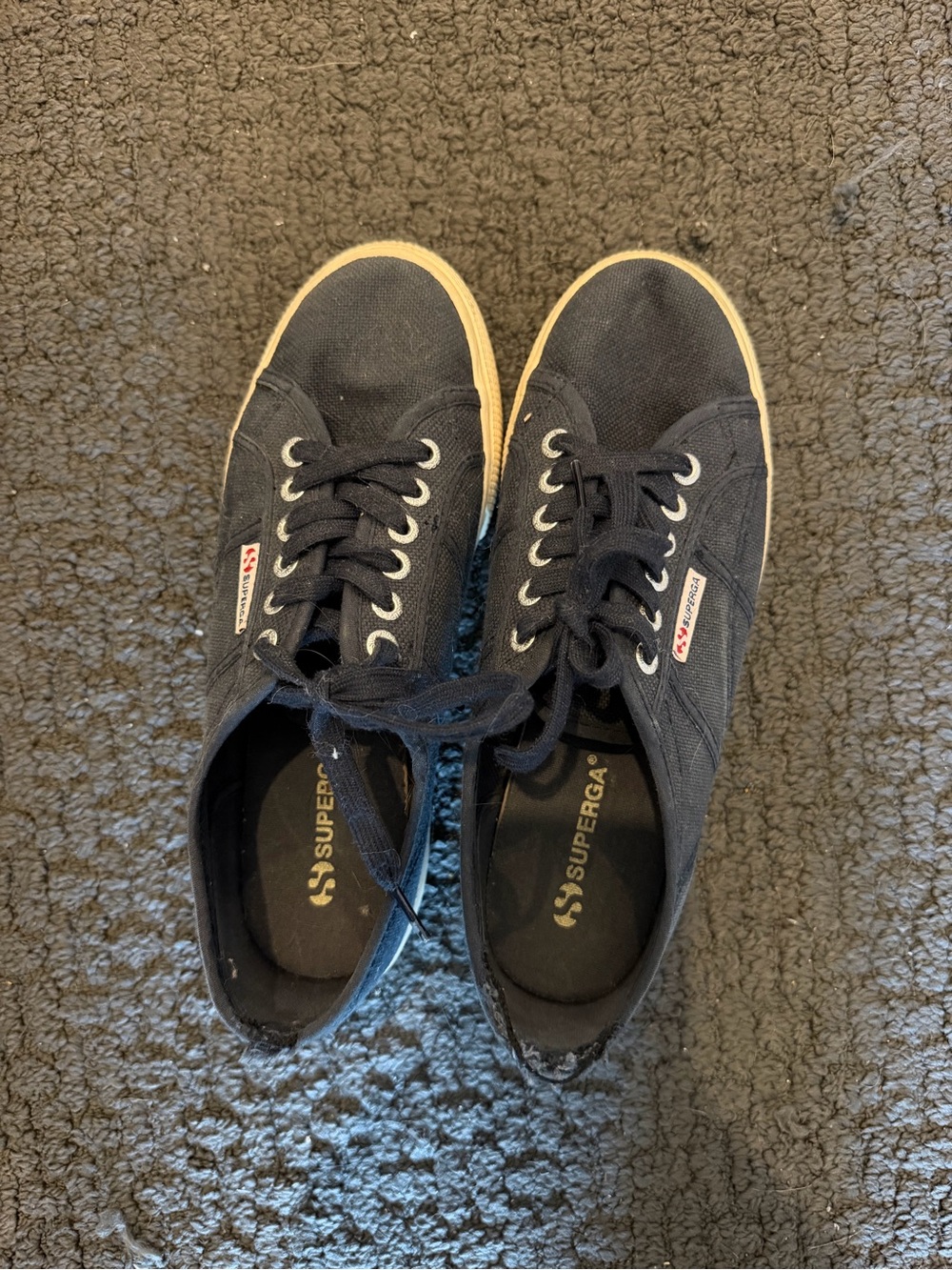 Superga Navy Canvas Sneakers with Gum-Outsole